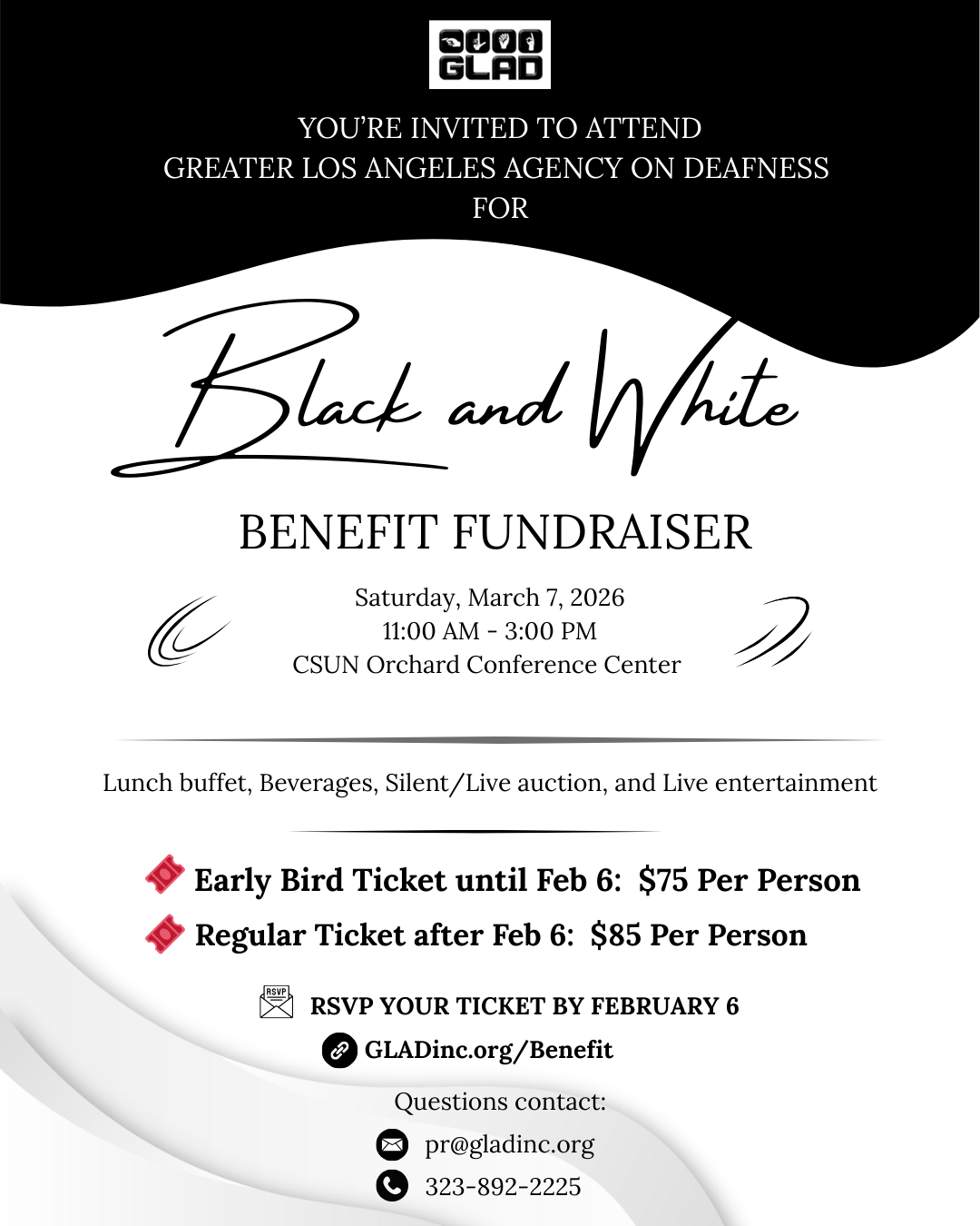 GLAD Benefit Fundraiser Early Bird Ticket
