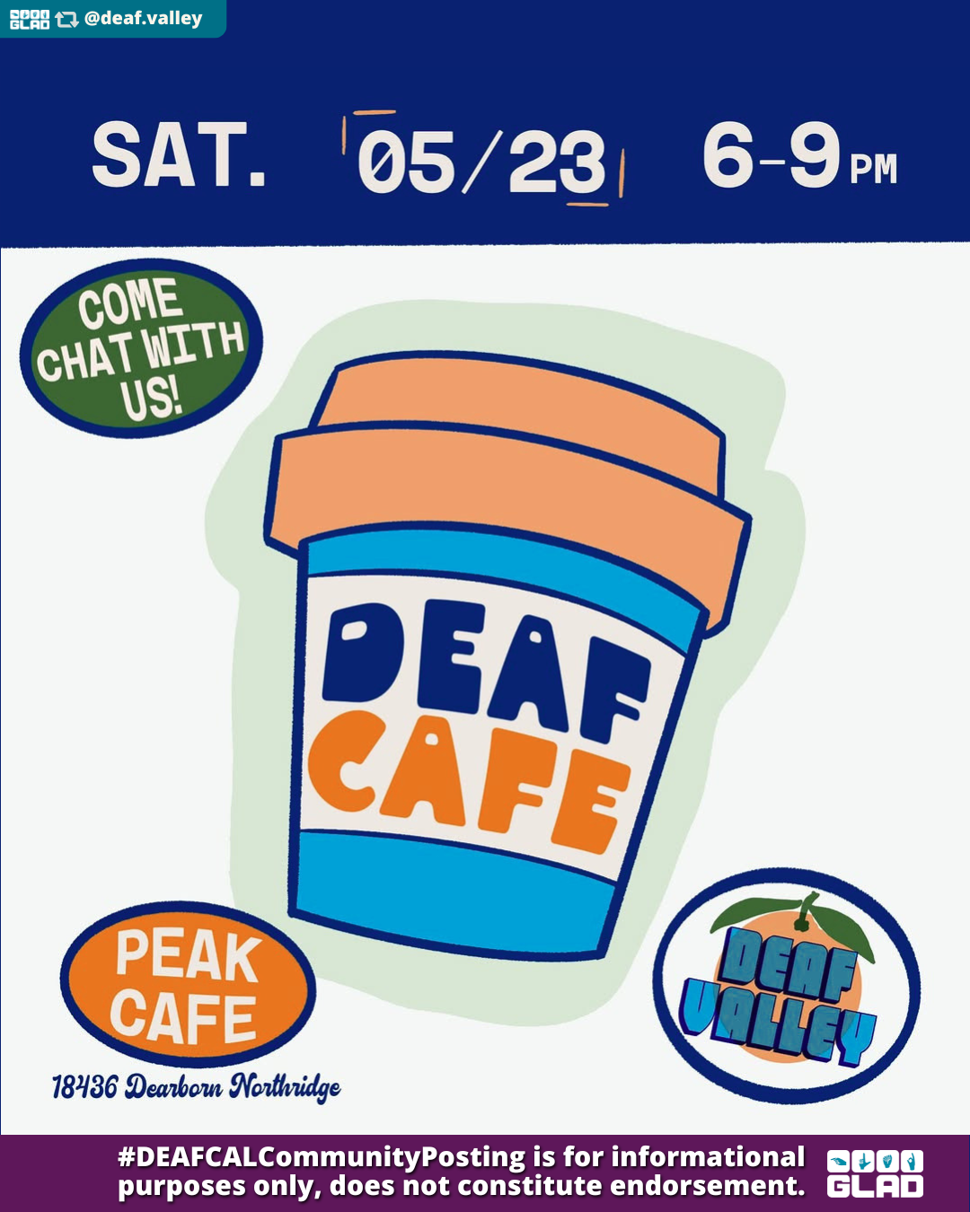 [Repost] Deaf Valley Deaf Chat in Northridge May 23 2026