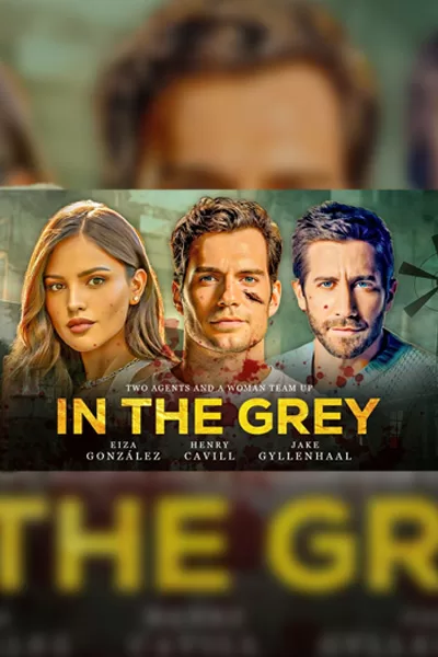 Three actors are looking at the camera