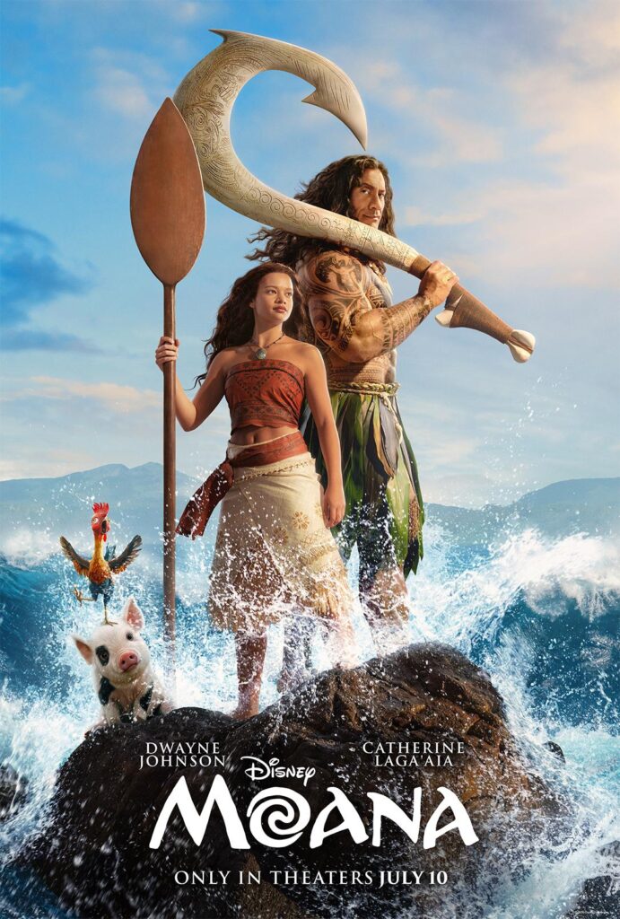 Two Moana characters are standing on the rock.