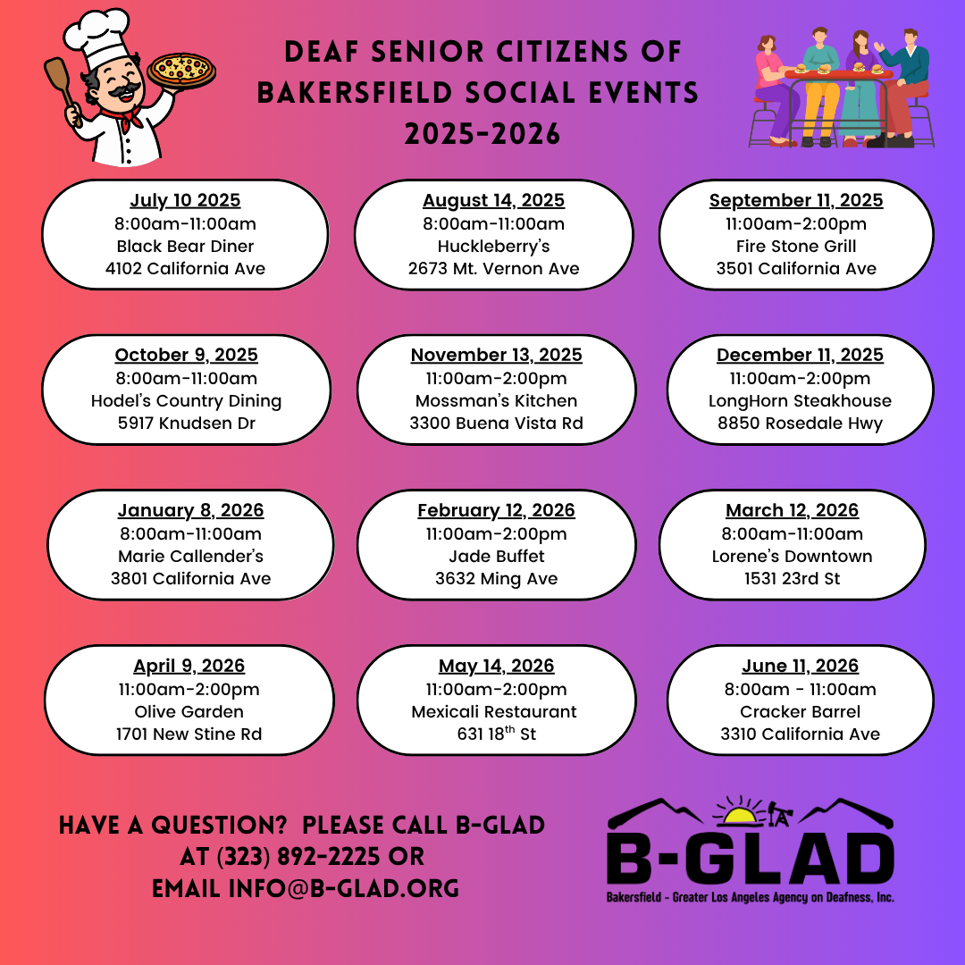 B-GLAD’s Senior Citizens Social Events 2025 – 2026